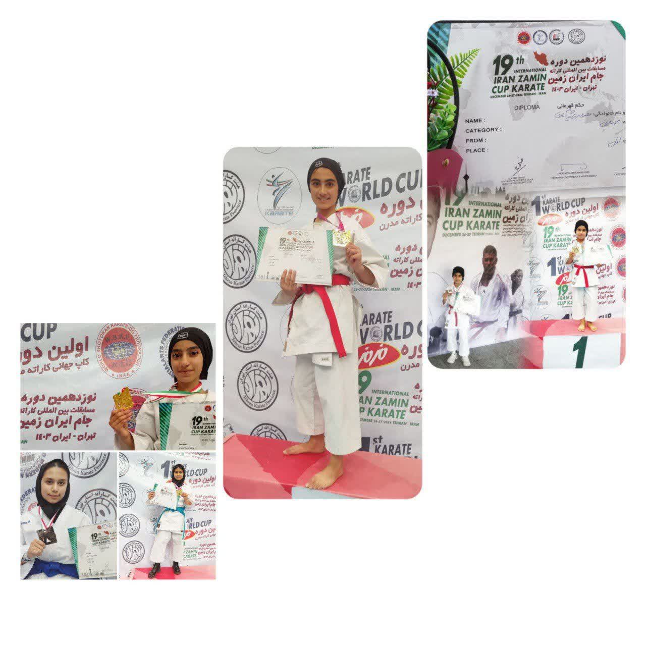 درخشش دانش آموزان دختر فیروزه در مسابقات کاراته کشور